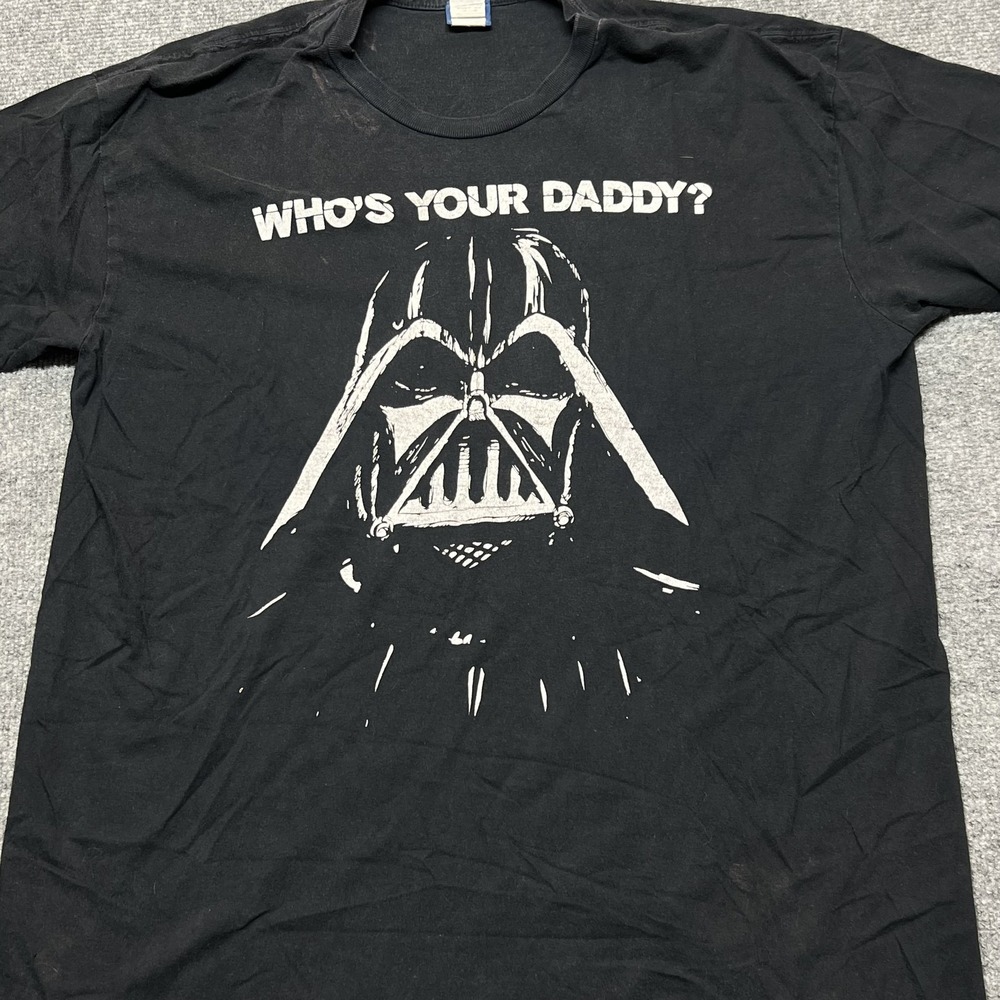 Vintage Star Wars Shirt Mens XL Black Who's Your Daddy Darth Vader Graphic Tee